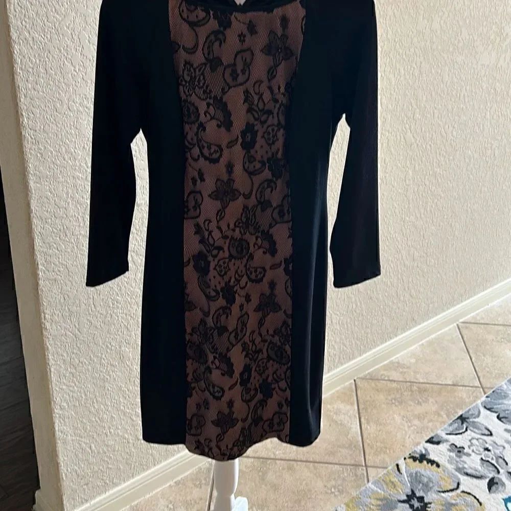 Anthropologie Eva Franco Womens 8 Black Cocktail Dress Floral Lace NWOT